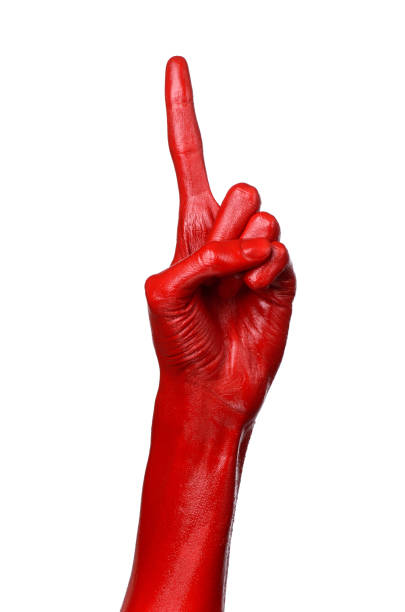 istock Red hand on white background, isolated, paint 1053453834