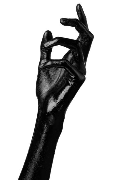 istock Black hand on white background, isolated, paint 1053454166