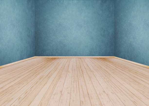 istock Blue cement wall with Wooden floor 1053454466