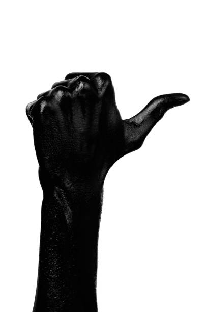 istock Black hand on white background, isolated, paint 1053454618