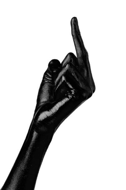 istock Black hand on white background, isolated, paint 1053454678