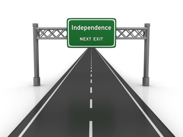 istock Road with Independence Highway Sign - 3D Rendering 1053457288