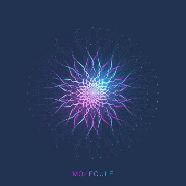 Vector illustration of Abstract molecule structure. DNA helix, DNA strand, DNA Test, molecule or atom, neurons. Molecular structure for science or medical design