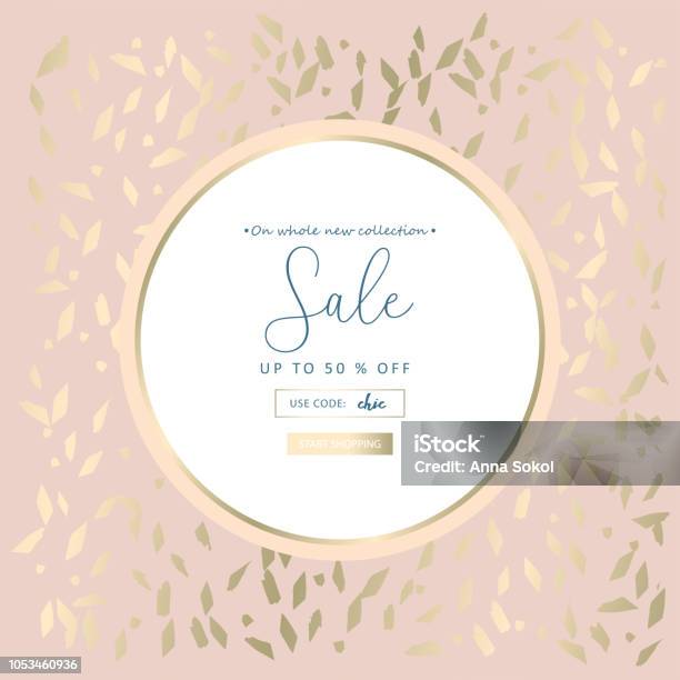 Autumn Collection Trendy Chic Gold Blush Background Stock Illustration - Download Image Now