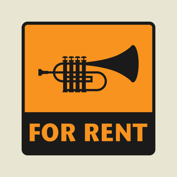 illustrations, cliparts, dessins animés et icônes de icône de loyer ou sign - trumpet jazz bugle brass instrument