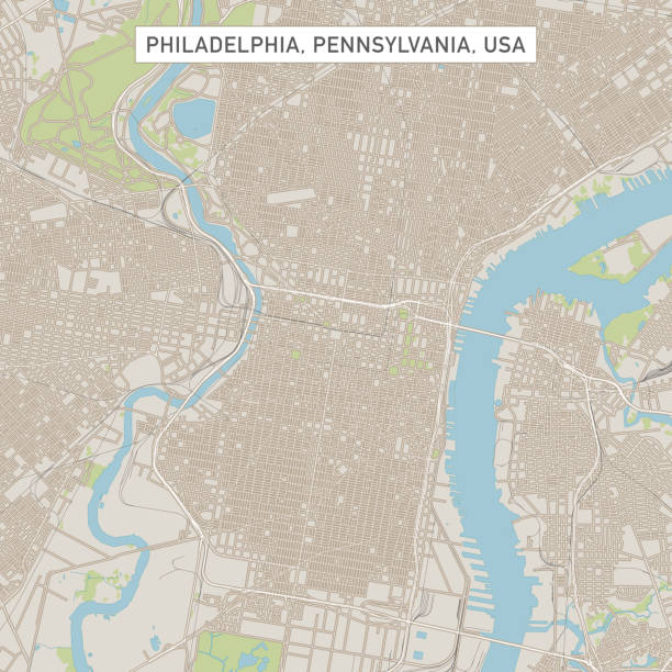 ilustraciones, imágenes clip art, dibujos animados e iconos de stock de mapa de calle de la ciudad de philadelphia pensilvania estados unidos - philadelphia