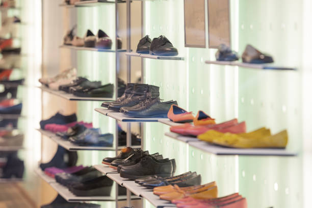 istock Shoes in brightly lit store 1053469124