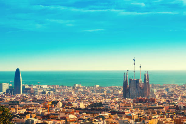 istock View above on Barcelona landmark from Montjuic hill 1053469584