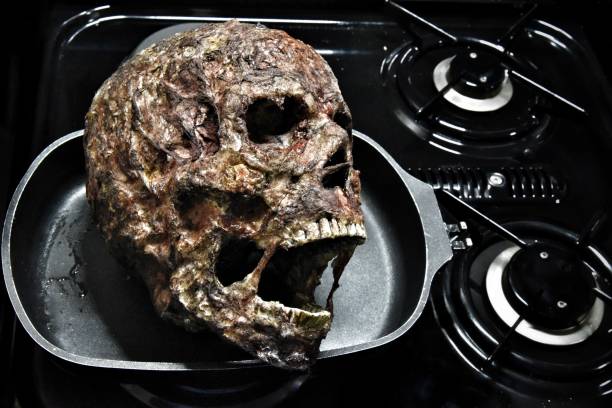 Halloween burnt skull decoration