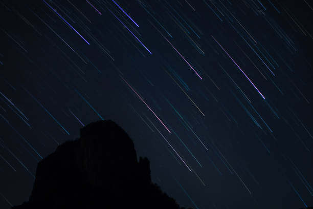istock Night Sky and mountain. movement of stars 1053477754