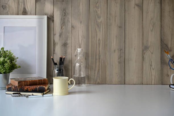 istock Loft workspace with home office supplies and copy space. 1053478680
