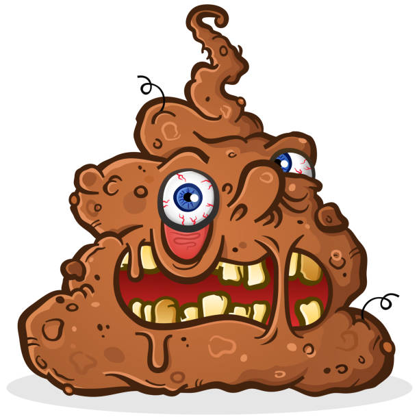 Poop Monster Cartoon Character with a Grotesque Melting Face vector art illustration