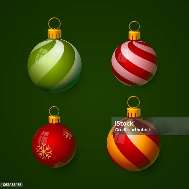 Boules De Noël Sous La Forme Dune Boule Vecteurs libres de droits et plus d'images vectorielles de Boule de Noël - Boule de Noël, Couleur verte, Blanc