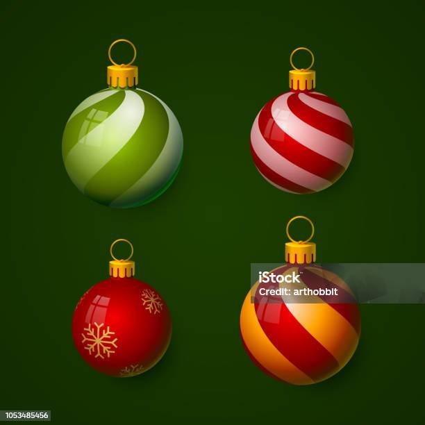 Christmas Balls In The Form Of A Ball Stock Illustration - Download Image Now - Christmas Ornament, Green Color, Celebration