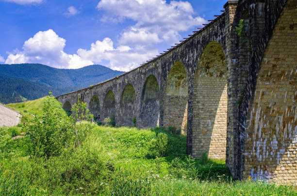istock railway viaduct old bridge on a background of mountains 1053490388