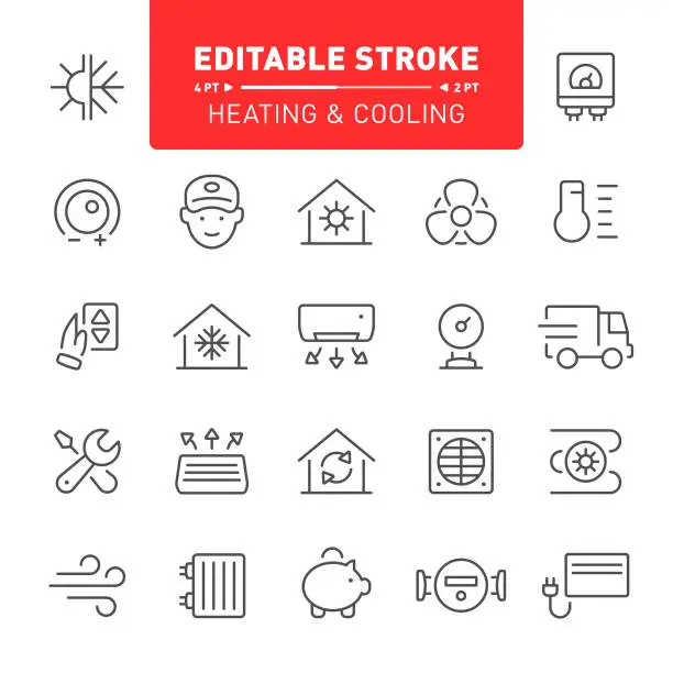 Vector illustration of Heating and Cooling Icons