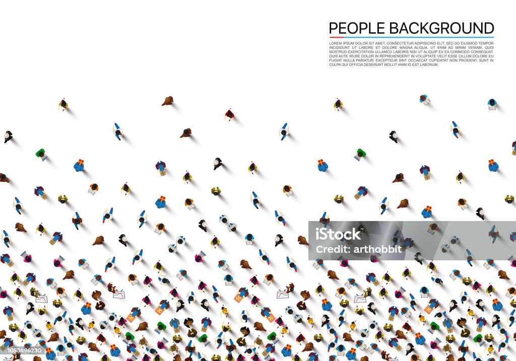 Una multitud de personas sobre un fondo blanco, cubierta del negocio. Ilustración de vector - arte vectorial de Personas libre de derechos