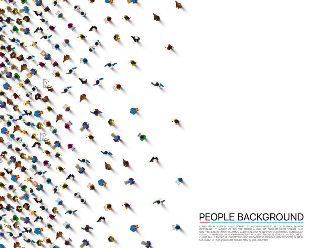 tłum ludzi na białym tle, okładka firmy. ilustracja wektorowa - spectator stock illustrations