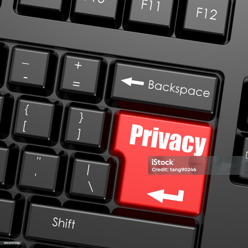 Red Button. Enter Red Enter Button On Computer Keyboard Privacy Word Stock Photo ...