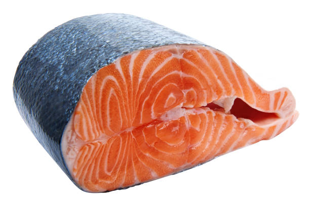 istock A piece of salmon on white background 1053504880