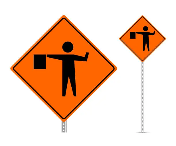 Vector illustration of Flagged (symbol) traffic sign vector