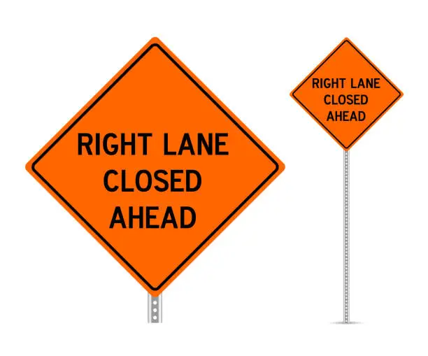 Vector illustration of Right lane closed ahead traffic sign vector