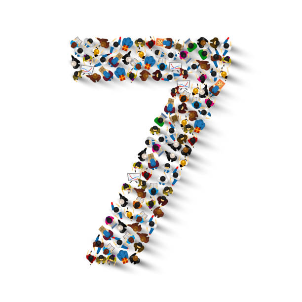 istock Large group of people in number 7 seven form. People font . Vector illustration 1053509938