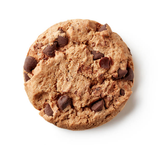 istock Fresh chocolate chip cookie isolated on white, from above 1053516012