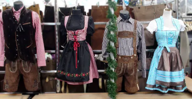 Beer Fest Traditional Dirndl And Lederhosen On Display View In Munich Germany Europe