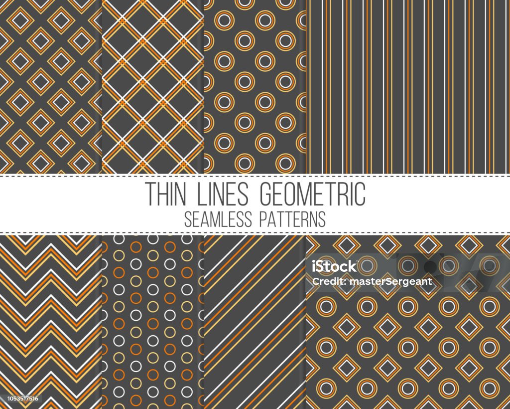 3 Colors Thin Linear Geometric Seamless Patterns Set Stock Illustration ...