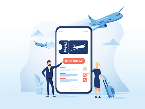Concept illustration template of Book your flight. Modern flat design concept for web page design