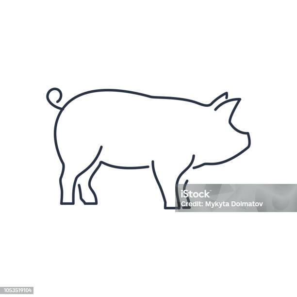 Pig Icon Piggy Silhouette Linear Sign Isolated On White Background Editable Vector Illustration Eps10 Stock Illustration - Download Image Now