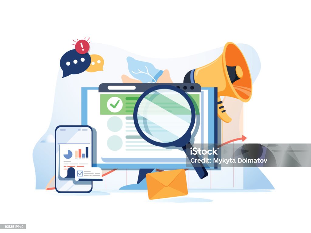 Búsqueda resultado optimización SEO marketing analytics plano vector banner con iconos. Rendimiento SEO, orientación y seguimiento - arte vectorial de Mercadotecnia libre de derechos Búsqueda resultado optimización SEO marketing analytics plano vector banner con iconos. Rendimiento SEO, orientación y seguimiento - arte vectorial de Mercadotecnia libre de derechos