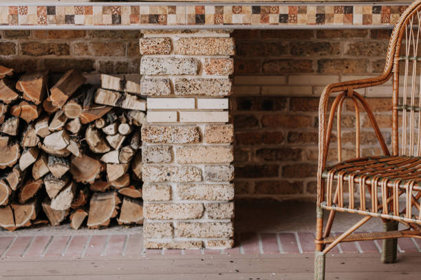istock wicker chair stands on autumn veranda. 1053526834