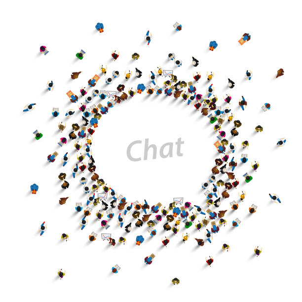 grupa osób w kształcie ikony czatu, odizolowana na białym tle. ilustracja wektorowa - spectator stock illustrations