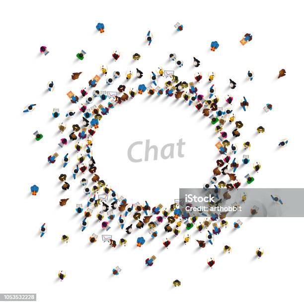 A Group Of People Shaped As A Chat Icon Isolated On White Background Vector Illustration Stock Illustration - Download Image Now