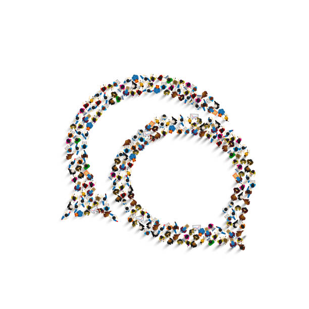istock A group of people shaped as a chat icon, isolated on white background. Vector illustration 1053532234