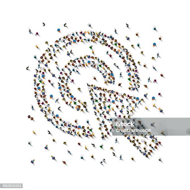 A Crowd Of People In The Form Of The Cursor On White Background Vector Illustration Stock Illustration - Download Image Now