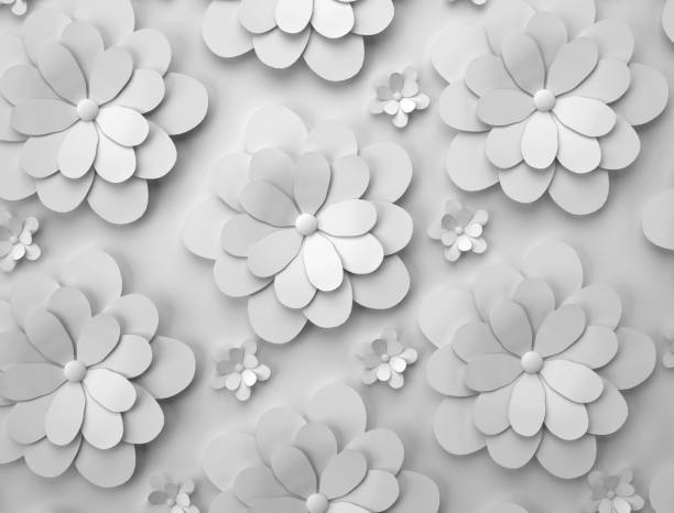 istock Abstract background of paper flowers. Monochrome 3D pattern. 1053545860