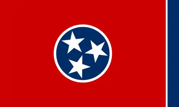 Vector illustration of Flag of the US State of Tennessee, detailed vector