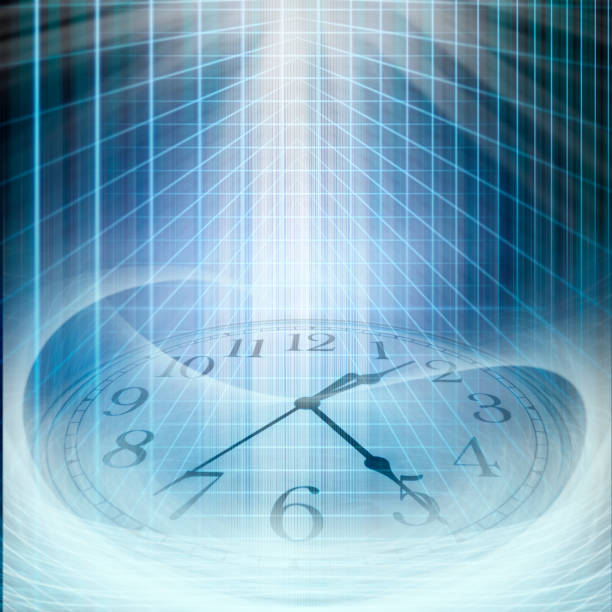 istock conceptual technology and time image of clock face and lights 1053553642