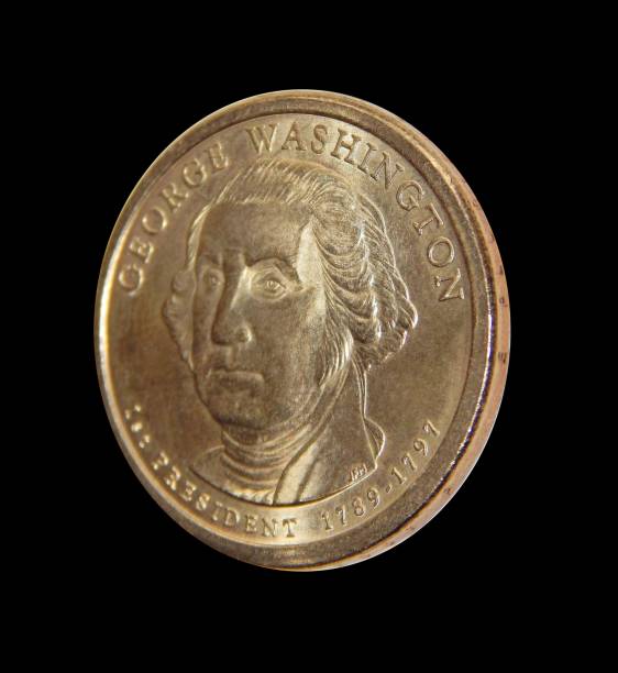 istock Coin one US dollar George Washington on a black background 1053553994