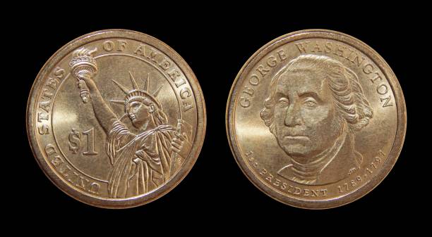 istock Coin one US dollar George Washington on a black background 1053554056