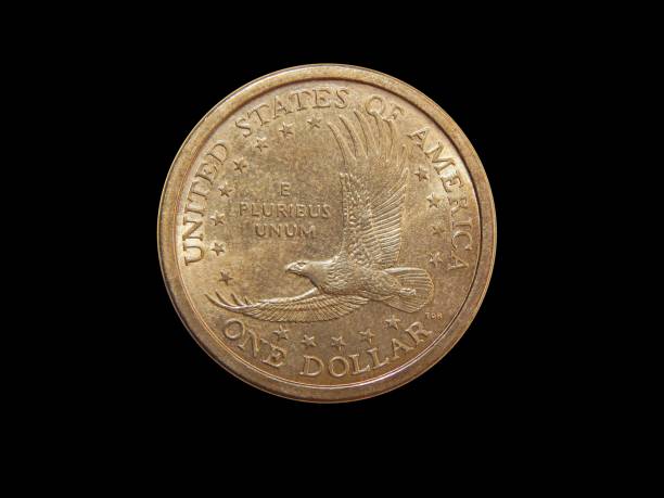 istock Coin one US dollar (Eagle) on a black background 1053554068