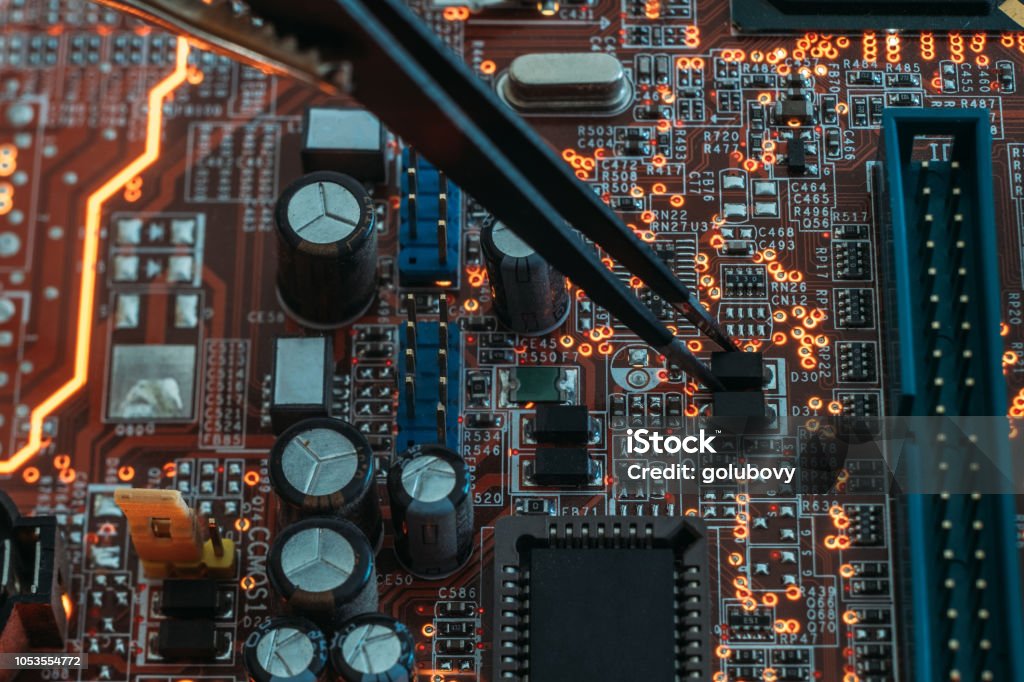 smd electronic components engineer training smd electronic components assembling. engineer training courses. Circuit Board Stock Photo