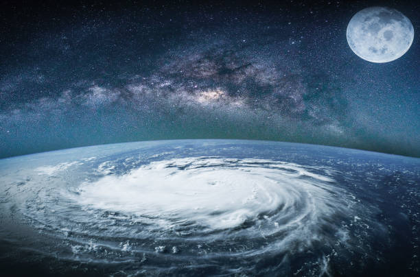 istock Landscape with Milky way galaxy. Earth view from space with Milky way galaxy. (Elements of this image furnished by NASA) 1053563326