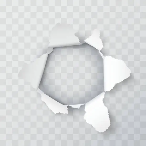 Vector illustration of Explosion paper hole on the Transparent background. Vector illustration