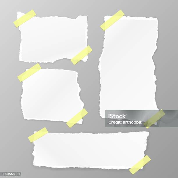 Torn Square Paper Set On The White Background Vector Illustration Stock Illustration - Download Image Now