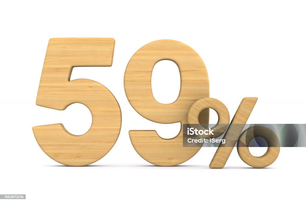 fifty nine percent on white background. Isolated 3D illustration Banking Stock Photo