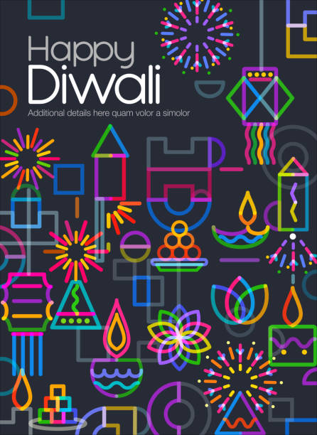Diwali Greeting Abstract Geometric icon Diwali Greeting goddess lakshmi images stock illustrations